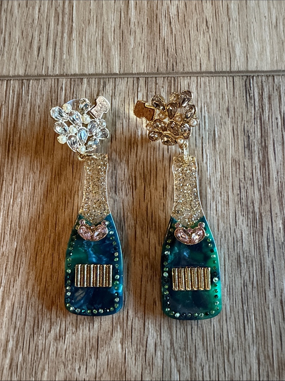 Baublebar Gold-Tone Green Champagne Bottle Drop Earrings